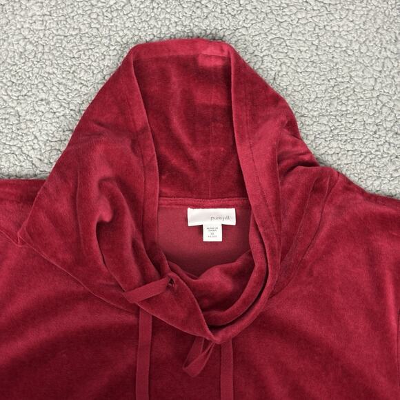pureJill Velvet Velour Top Sz XL petite Turtleneck Crimson Red Pima Cotton Blend - Picture 12 of 14